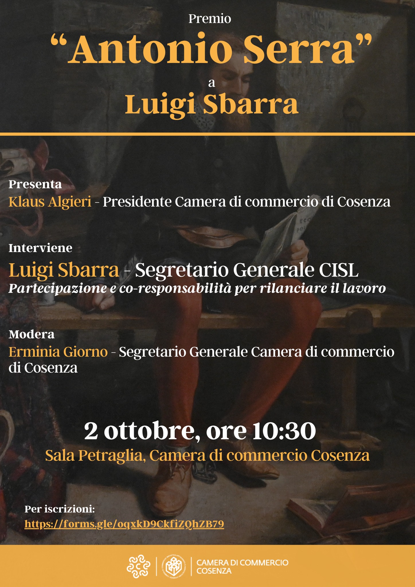 Premio Camera di Commercio di Cosenza a Luigi Sbarra